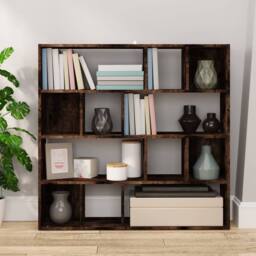 Berkfield Home Decorative Book Cabinet/Room Divider Smoked Oak 105x24x102 cm in Brown - Size: 105 x 24 x 102 cm - thumbnail 1