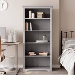 Berkfield Home Beautiful Bookcase BODO Grey 80x38x180 cm Solid Wood Pine 5-Tier - Size: 80 x 38 x 180 cm - thumbnail 2
