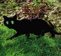 mysmartbuy 3 x Life-Sized Decoy Cats - Weatherproof Metal Cat Silhouette Garden Lawn or Fence Decor for Deterring Cats, Birds & Small Mammals in Black - thumbnail 4