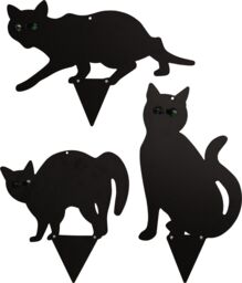 mysmartbuy 3 x Life-Sized Decoy Cats - Weatherproof Metal Cat Silhouette Garden Lawn or Fence Decor for Deterring Cats, Birds & Small Mammals in Black - thumbnail 3