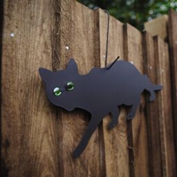 mysmartbuy 3 x Life-Sized Decoy Cats - Weatherproof Metal Cat Silhouette Garden Lawn or Fence Decor for Deterring Cats, Birds & Small Mammals in Black - thumbnail 2