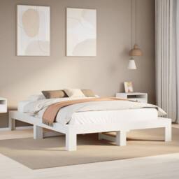 Berkfield Home Durable Bed Frame without Mattress White 150x200 cm King Size Sol - thumbnail 2