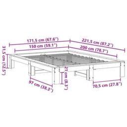 Berkfield Home Durable Bed Frame without Mattress White 150x200 cm King Size Sol - thumbnail 8