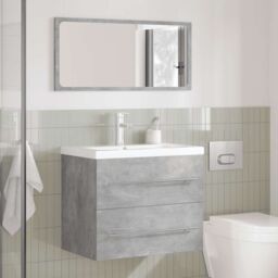 Berkfield Home 2 Piece Bathroom Furniture Set Concrete Grey Engineered Wood - thumbnail 3