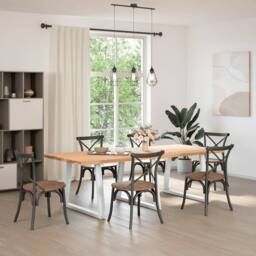 Berkfield Home Dining Table Legs V-Shape 3 pcs White 90x(72-73.3) cm Steel - thumbnail 1