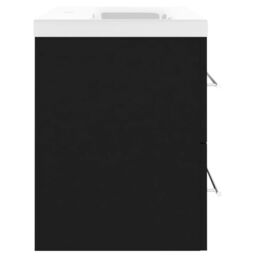 Berkfield Home Sink Cabinet with Built-in Basin Black Engineered Wood - thumbnail 6