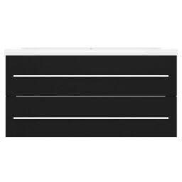 Berkfield Home Sink Cabinet with Built-in Basin Black Engineered Wood - thumbnail 4