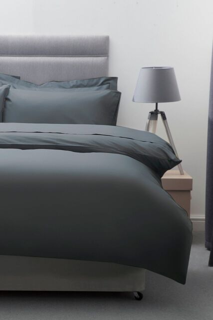 Belledorm Egyptian Cotton 200 Thread Count Duvet Cover in Dark Grey - Size: Single - image 1