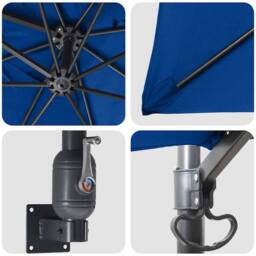 Berkfield Home Patio Umbrella Azure Blue Steel, Polyester Large Adjustable - thumbnail 7