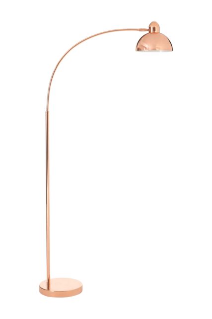 Orsina Copper Floor Lamp With Curved Stem, Arched Floor Lamp With Marble Base, Statement Copper Standing Lamp in Gold - image 1
