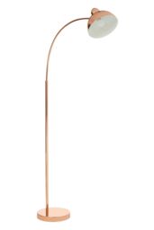 Orsina Copper Floor Lamp With Curved Stem, Arched Floor Lamp With Marble Base, Statement Copper Standing Lamp in Gold - thumbnail 3