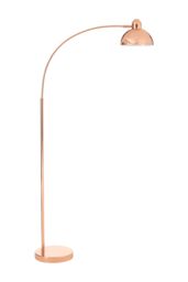 Orsina Copper Floor Lamp With Curved Stem, Arched Floor Lamp With Marble Base, Statement Copper Standing Lamp in Gold