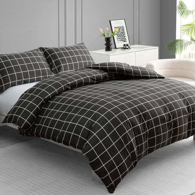 Grace Premium Microfiber Reversible King Size Duvet Cover Sets Ultrasoft in Charcoal - Size: Single - image 1