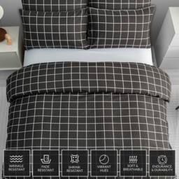 Grace Premium Microfiber Reversible King Size Duvet Cover Sets Ultrasoft in Charcoal - Size: Single - thumbnail 3