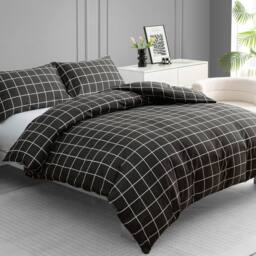 Grace Premium Microfiber Reversible King Size Duvet Cover Sets Ultrasoft in Charcoal - Size: Single - thumbnail 1