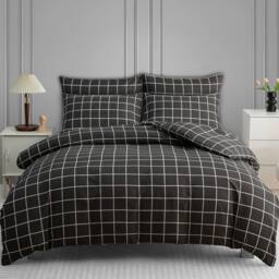 Grace Premium Microfiber Reversible King Size Duvet Cover Sets Ultrasoft in Charcoal - Size: Single - thumbnail 2