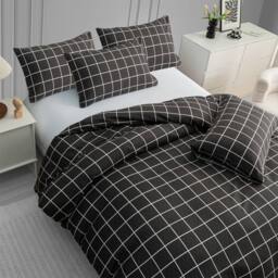 Grace Premium Microfiber Reversible King Size Duvet Cover Sets Ultrasoft in Charcoal - Size: Single - thumbnail 5