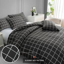 Grace Premium Microfiber Reversible King Size Duvet Cover Sets Ultrasoft in Charcoal - Size: Single - thumbnail 4