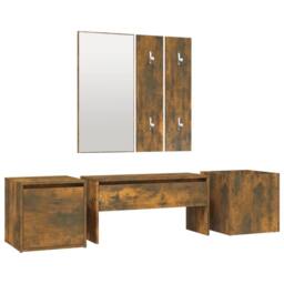 Berkfield Home Hallway Furniture Set Smoked Oak Engineered Wood in Brown