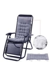 Living and Home 40x110cm Grey Garden Beach Cushion Sun Lounger Cushion with Straps for Recliners, Beach & Office Chairs - Size: 40x110 cm - thumbnail 4