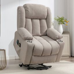 Artemis Home Lovell Electric Lift Assist Riser Recliner with Massage & Heat in Brown - thumbnail 1