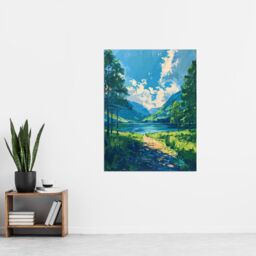 "Artery8 Lake District Windermere Acrylic Landscape Summer Wall Art Print in Blue - Size: W24"" x H32""" - thumbnail 4