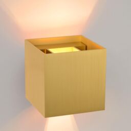 Lucide 'XIO' Stylish Dimmable Indoor Adjustable Up Down Cube Wall Light in Gold - thumbnail 5