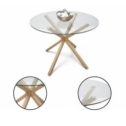 KOSY KOALA Round Glass Dining Table Set With 4 white faux leather Chairs - thumbnail 2