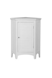 Teamson Home Bathroom Corner White Wooden Standing Cabinet