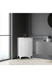 Teamson Home Bathroom Corner White Wooden Standing Cabinet - thumbnail 3