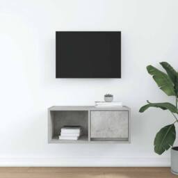 Berkfield Home TV Cabinet Concrete Grey 60x31x25.5 cm Engineered Wood - thumbnail 1
