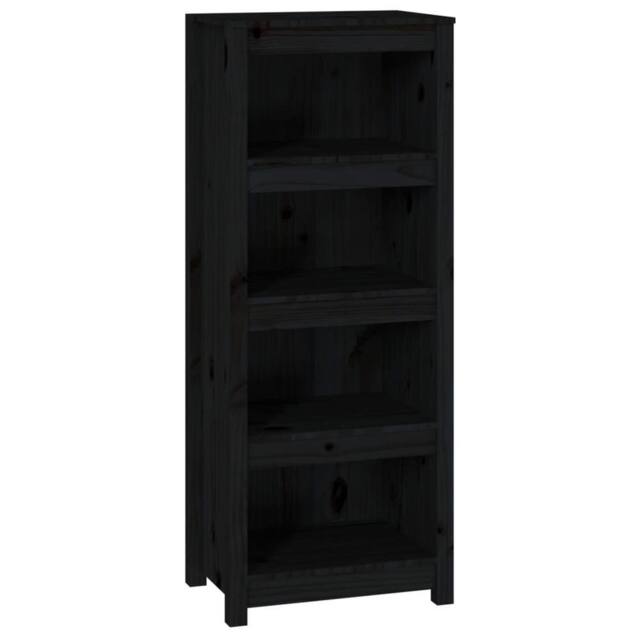 Berkfield Home Book Cabinet Black 50x35x125.5 cm Solid Wood Pine - image 1