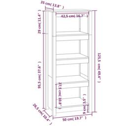 Berkfield Home Book Cabinet Black 50x35x125.5 cm Solid Wood Pine - thumbnail 8