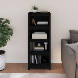 Berkfield Home Book Cabinet Black 50x35x125.5 cm Solid Wood Pine - thumbnail 3