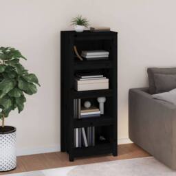 Berkfield Home Book Cabinet Black 50x35x125.5 cm Solid Wood Pine - thumbnail 2