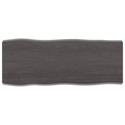 Berkfield Home Table Top Dark Grey 100x40x(2-6) cm Treated Solid Wood Live Edge in Brown - thumbnail 1