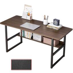 EONLION Home Office Study Desk Computer Desk Writing Desk Table in Brown - thumbnail 1