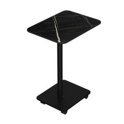 Kelvenix 2Tier Mobile Side Table with Wheels black marble effect - Size: 0.6m2 - thumbnail 1