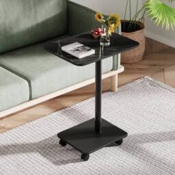 Kelvenix 2Tier Mobile Side Table with Wheels black marble effect - Size: 0.6m2 - thumbnail 3