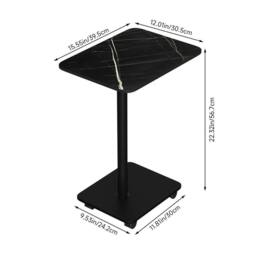 Kelvenix 2Tier Mobile Side Table with Wheels black marble effect - Size: 0.6m2 - thumbnail 2