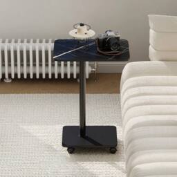 Kelvenix 2Tier Mobile Side Table with Wheels black marble effect - Size: 0.6m2 - thumbnail 5