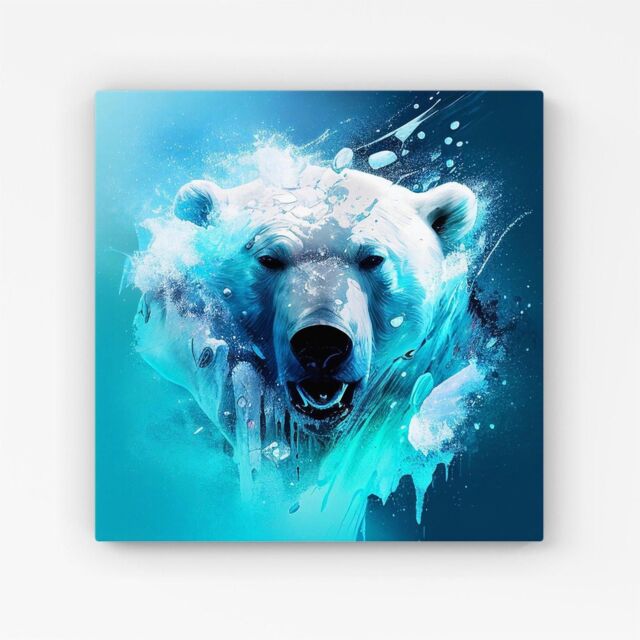 Warren Reed - Designer Polar Bear Face Splashart Canvas in Brown - Size: w10 inch x h10 inch - image 1