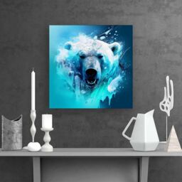 Warren Reed - Designer Polar Bear Face Splashart Canvas in Brown - Size: w10 inch x h10 inch - thumbnail 2