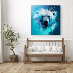 Warren Reed - Designer Polar Bear Face Splashart Canvas in Brown - Size: w10 inch x h10 inch - thumbnail 3