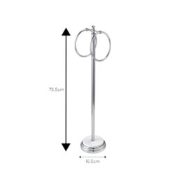 Showerdrape Opera White/Chrome Freestanding Double Towel Ring in Silver - thumbnail 3
