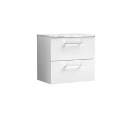 Balterley Level 600mm Wall Hung 2 Drawer Unit & Laminate Worktop Gloss White - thumbnail 1