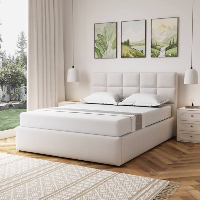 Artemis Home Richwood Fabric 150cm Kingsize Ottoman Bed Frame with Storage - Beige - Size: King - image 1