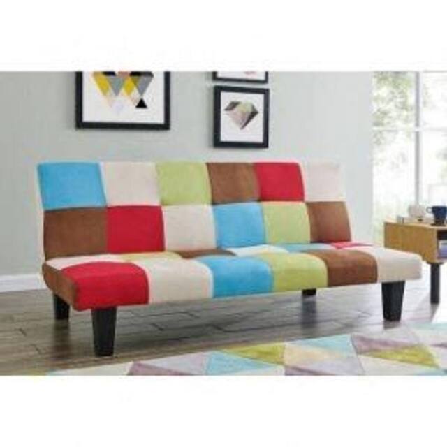 Home Detail Atlanta Fabric Patchwork Sofa Bed With Tufted Detail & Black Legs - image 1