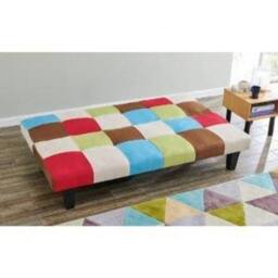 Home Detail Atlanta Fabric Patchwork Sofa Bed With Tufted Detail & Black Legs - thumbnail 4
