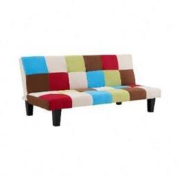 Home Detail Atlanta Fabric Patchwork Sofa Bed With Tufted Detail & Black Legs - thumbnail 2